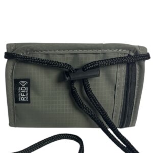 RFID Blocking Travel Neck Wallet Gray Crossbody Passport Holder & Security Pouch