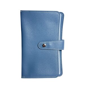Blue PU Leather Credit Card Holder Wallet Snap Closure Organizer Book