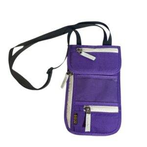 RFID Blocking Travel Neck Wallet Crossbody Pouch – Purple Lightweight Organizer Bag