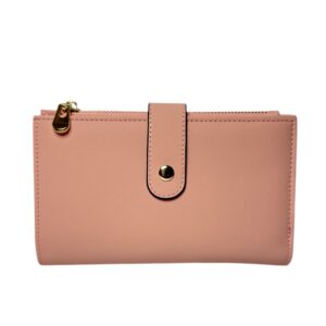 Blush Pink Tri-Fold Wallet | Multi-Slot Organizer with Zip Coin Pocket