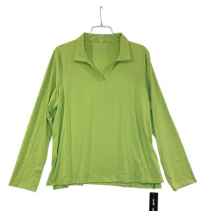 Jack Smith Women’s Long Sleeve Golf Polo Shirt 2XL | Lime Green V-Neck Sport Top