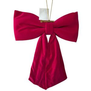 Large Velvet Holiday Bow – Fuchsia Pink Decorative Door/Wall Bow (Wondershop)