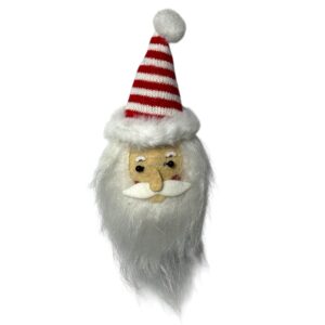 Wondershop Santa Face Ornament with Red Striped Hat – 6” Soft Plush Christmas Decor (New)