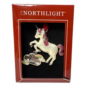 Unicorn “Dream Big” Metal Christmas Ornament – Northlight, Pink Glitter Mane, New in Box
