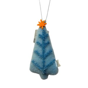 Wondershop Blue Felt Christmas Tree Ornament with Orange Star – Plush Textured Holiday Decor