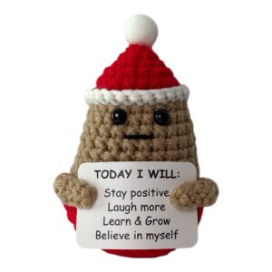 Crochet Santa Potato Plush | Handmade Holiday Positive Affirmation Doll