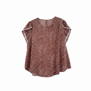 Pink Mauve Dot Print Flutter Sleeve Blouse – Plus Size 4X – Lightweight Boho Top