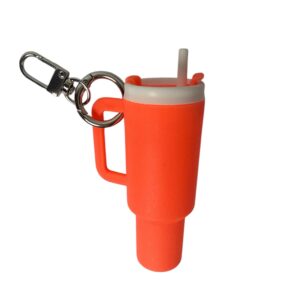 Mini Tumbler Keychain – Orange Cup with Lid | Cute Novelty Accessory