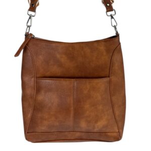 CLUCI Brown Faux Leather Crossbody Bag – Adjustable Strap – Multi-Pocket | New Without Tags