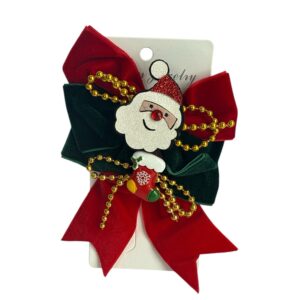 Christmas Santa Bow Hair Clip Set | Red & Green Holiday Hair Accessories | New in Package