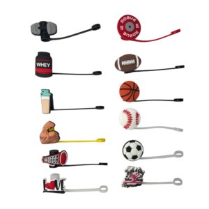 Sports & Fitness Straw Charm Set (Pack of 12) – Fits Stanley & Tumbler Cups – New in Bag