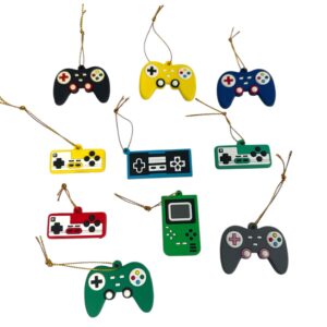 Set of 10 Retro Game Controller Ornaments | Video Game Christmas Tree Decorations