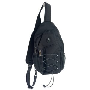 Black Crossbody Sling Backpack USB Charging Travel Daypack