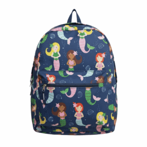 Mermaid Print Kids Backpack | Navy Blue School Bookbag