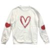 White Crewneck Sweatshirt with Red Heart Graphic | Unisex Medium