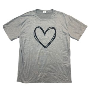 Gray Heart Graphic Short Sleeve T-Shirt | Unisex XXL