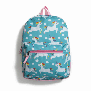 Kids Unicorn Backpack – Pink & Teal Rainbow Print, Lightweight School Bag