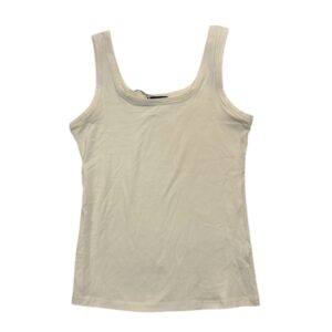 Women’s Scoop Neck Tank Top Cream | Stretch Cotton Basic | Size L