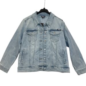 DKNY Jeans Women’s Cropped Denim Jacket Light Wash | Stretch Jean Jacket | 3X