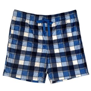 IZOD Men’s Lite Touch Fleece Sleep & Lounge Shorts Blue White Plaid 2XL