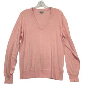 Blush Pink V-Neck Knit Sweater | 100% Cotton | Women’s Medium