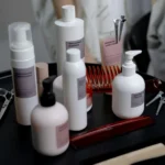 Some products are placed on a table