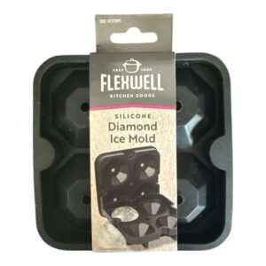 Flexwell Silicone Diamond Ice Cube Mold | 3D Whiskey Ice Tray | Food-Grade Barware Gift