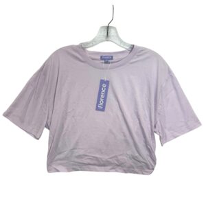 Florence by Mills Cropped Lavender T-Shirt | Elastic Hem Tee Women’s Large