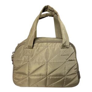 BAGSMART Large Quilted Travel Toiletry Bag Camel Wide-Open Cosmetic Organizer