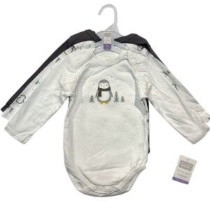 Hudson Baby Unisex Long Sleeve BodysuitsPenguin Print 3-Pack | 9-12 Months