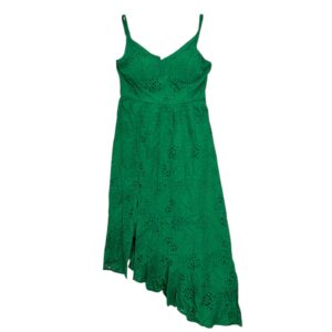 GUESS Women’s Asymmetrical Eyelet Midi Dress Kelly Green Size 8