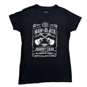 Johnny Cash Man in Black Women's Graphic T-Shirt Black XL Official Licensed Band Tee