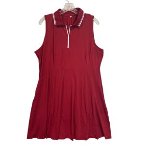 Women's Tennis Golf Dress with Shorts Burgundy 2XL Athletic Zipper Sport Dress