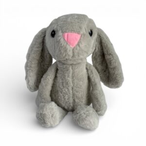 Soft Gray Plush Bunny Rabbit Stuffed Animal 9 Inch Pink Nose