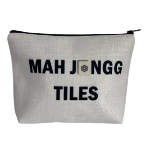 Mah Jongg Tiles Zipper Pouch | Canvas Mahjong Makeup Bag | Gift for Mahjong Lover