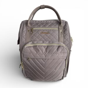 Quilted Laptop Backpack 17” Dusty Beige with USB & RFID