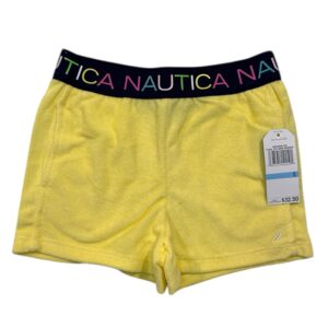 Nautica Girls Terry Pull-On Shorts | Yellow LogoWaistband | Size 5