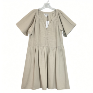 Velvet by Graham & Spencer Jamie Dress | Sand Cotton Gauze Short Sleeve Women’s Large