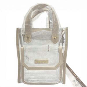 Clear Stadium Bag Small Crossbody Purse Transparent Bag Beige Trim Missnine