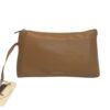 Missnine Faux Leather Zipper Pouch Cosmetic Bag Brown Minimalist Travel Case