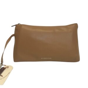 Missnine Faux Leather Zipper Pouch Cosmetic Bag Brown Minimalist Travel Case