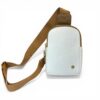 Small Sling Crossbody Bag for Women White Brown Faux Leather RFID Travel Purse