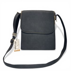 Jessie & James Gray Faux Leather Crossbody Bag Anti-Theft Multi Compartment Purse w/ Holster Insert