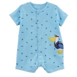 Carter’s Shorts Romper Size 3 Months Pelican Snap Up Short sleeve Pastel pelican