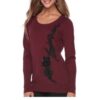 Sequin Lace Burgundy Sweater Women’s Size Small Appliqué red crewneck maroon
