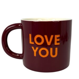 Room Essentials Stoneware Mug Love You 16 ounce Maroon Burgundy Red