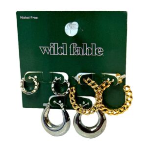 Wild Fable Gold and Silver Textured Hoop Earrings Multi Pack Set